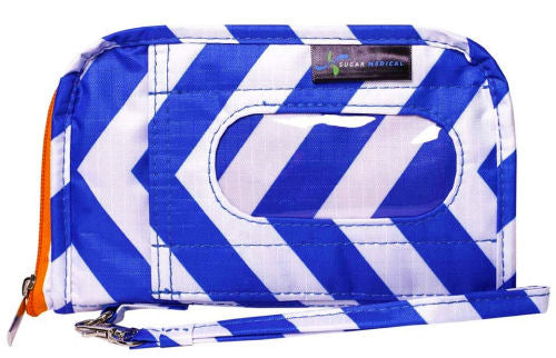 Sugar Bag Wristlet Chevron Blue. Small blue and white case.