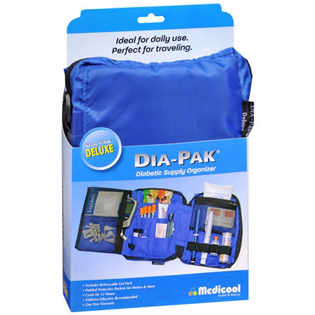 Dia Pak Deluxe Blue. Nylon Pak is blue and packaged in a small blue cardboard holder.