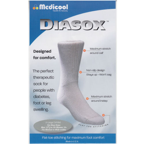 DiaSox Crew. Packaged in a small blue and grey cardboard box.