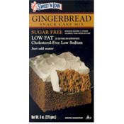Sweet'N Low Ginger bread mix. Packaged in a small black and gold cardboard box.