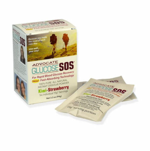 Glucose SOS Instant Dissolve Powder. Powder is inside mini plastic packages.