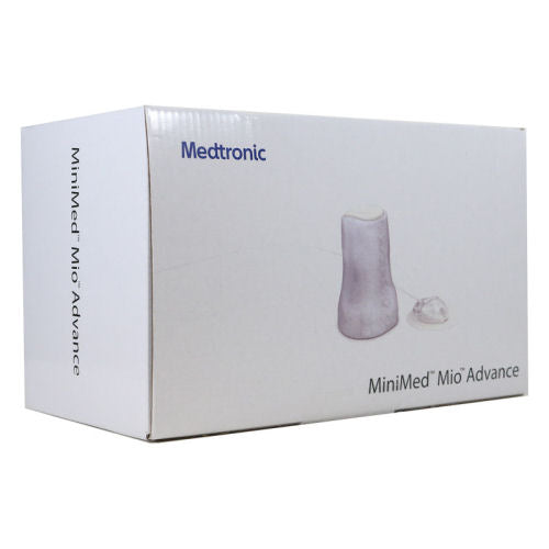 MiniMed Mio Advance INfusion Set-9mm-43 inch (110 cm). Packaged in a small white cardboard box.