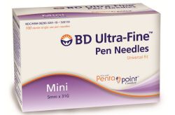BD Ultra-Fine Mini Pen Needles 3/16 inch 31 Gauge Box of 90