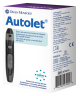 Autolet Plus Lancing Device, packaged in a small white box with purple on the top and blue lettering