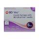 BD ultra fine veo syringes 3/10cc 6mm 31 gauge 100 count 1/2 unit markings. Packaged in a small white and purple cardboard box