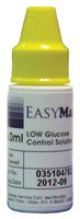 EasyMax Low Glucose Control Solution in a small white plastic bottle with a yellow top.