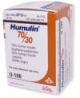 Humulin 70/30 10 milliliter vial. Vial packaged in a small white and orange cardboard box.