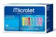 Microlet Colored Lancets 100 count, packaged in a cardboard box
